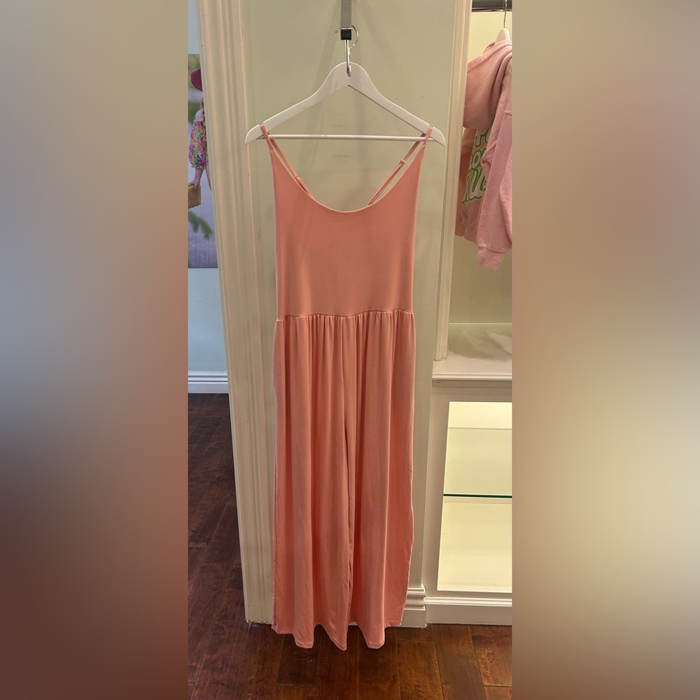 Blushing beauties, pink jumpsuit